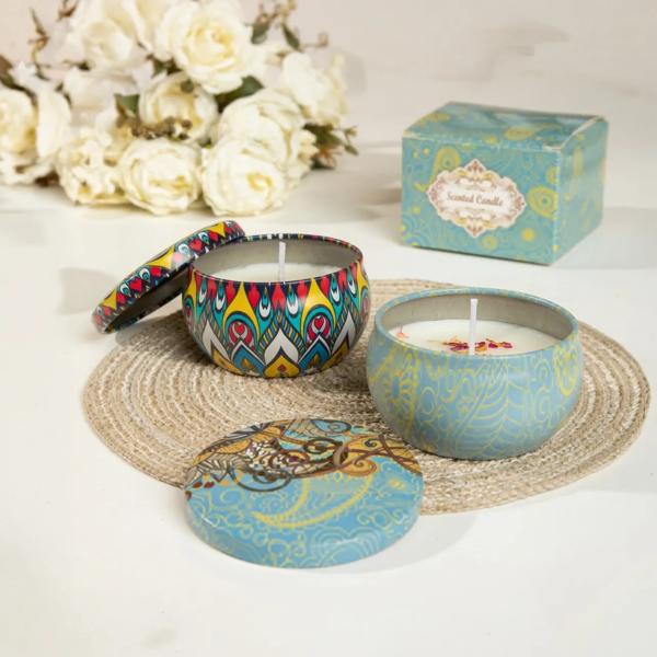 شمعة معطرة برائحة منعشة تدوم طويلًا تصميم أنيق أزرق 30 جرام SA01001-1 — صورة 1