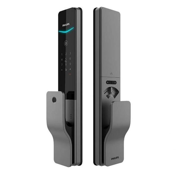 فيليبس قفل ذكي مقاوم للماء والغبار بمعيار IP65 متصل بالواي فاي رمادي وأسود 801-GRAY-70MM